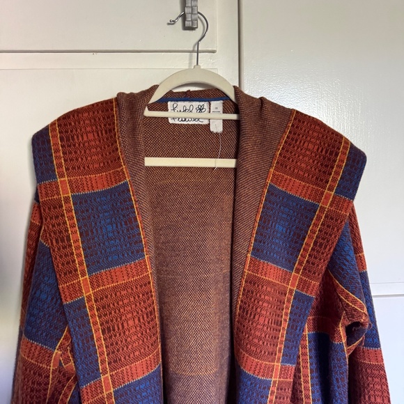 Anthropologie Field Flower Plaid Sweater Coat 100% Wool Size 2X - Picture 3 of 14